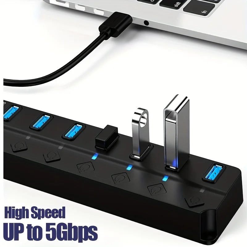 4/7-Port USB 3.0 Hub with Switches - Clickilix