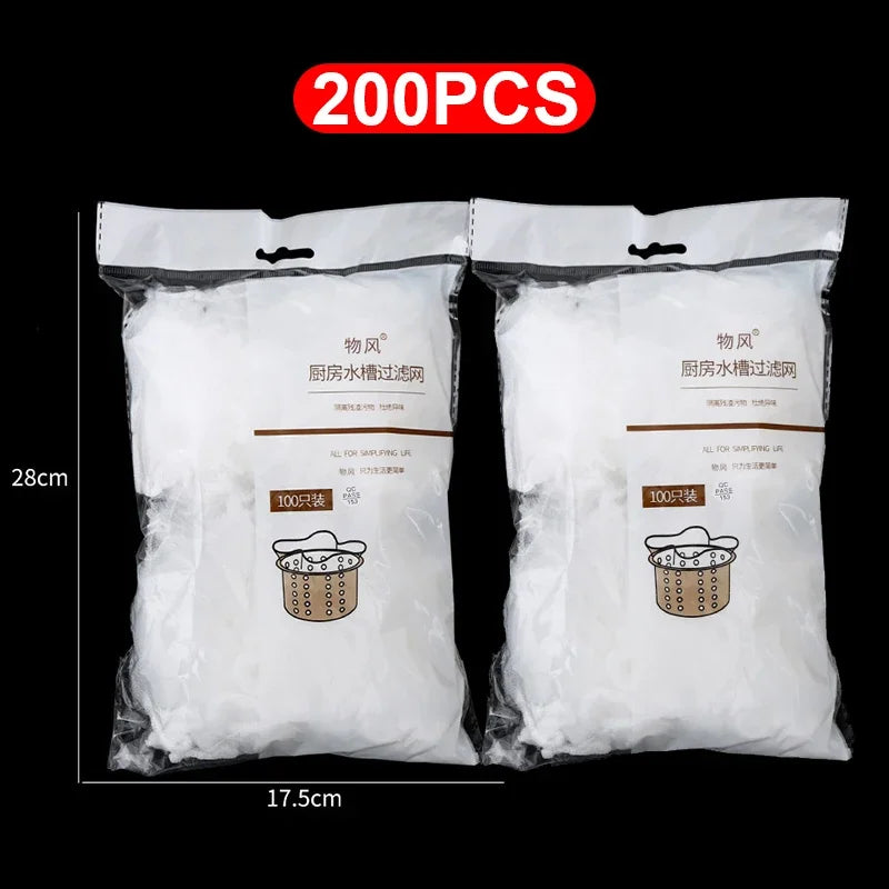 Anti-Clogging Sink Strainer Mesh Bags - 200/100PCS Disposable Drain Filters