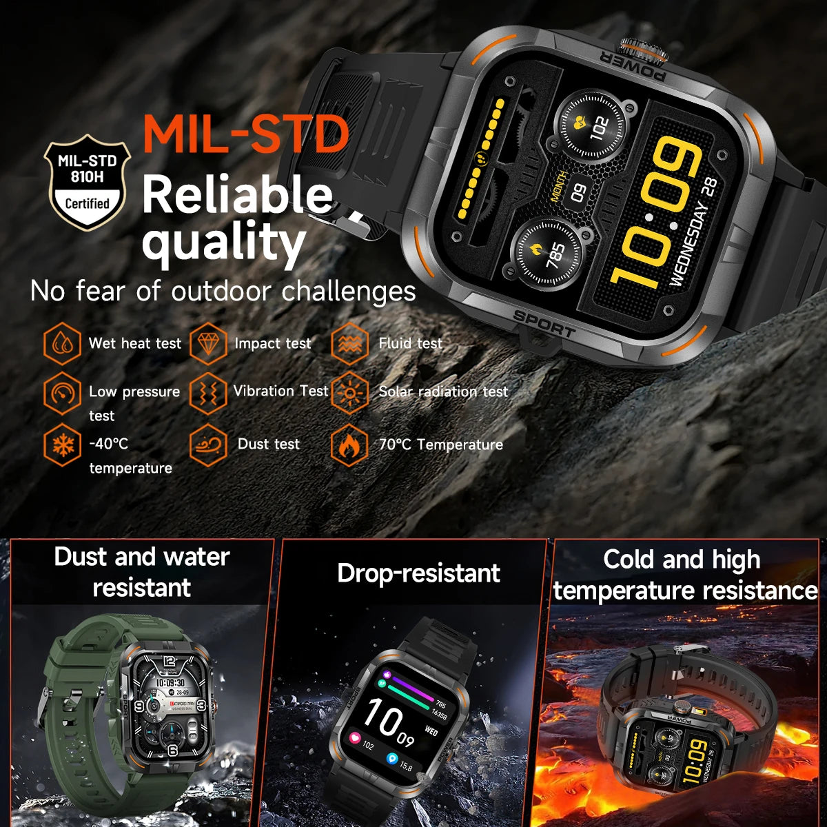 AMOLED Smart Watch with Flashlight & Compass
