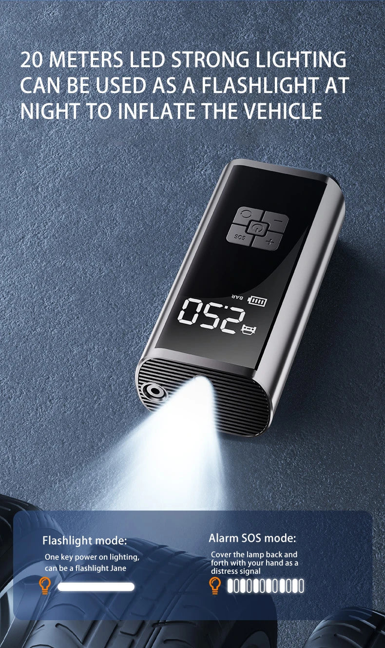 Portable Wireless Electric Car Air Pump with LED Light