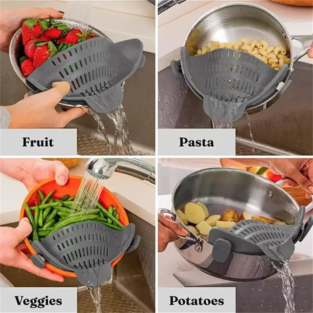 Adjustable Clip-On Pot Strainer – Fits Pans, Pots & Bowls!