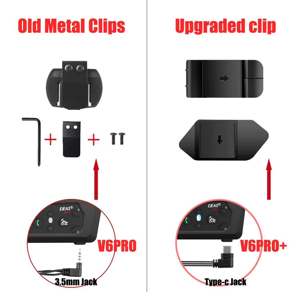 EJEAS V6 Pro/V4 Motorcycle Helmet Intercom Mic & Speaker