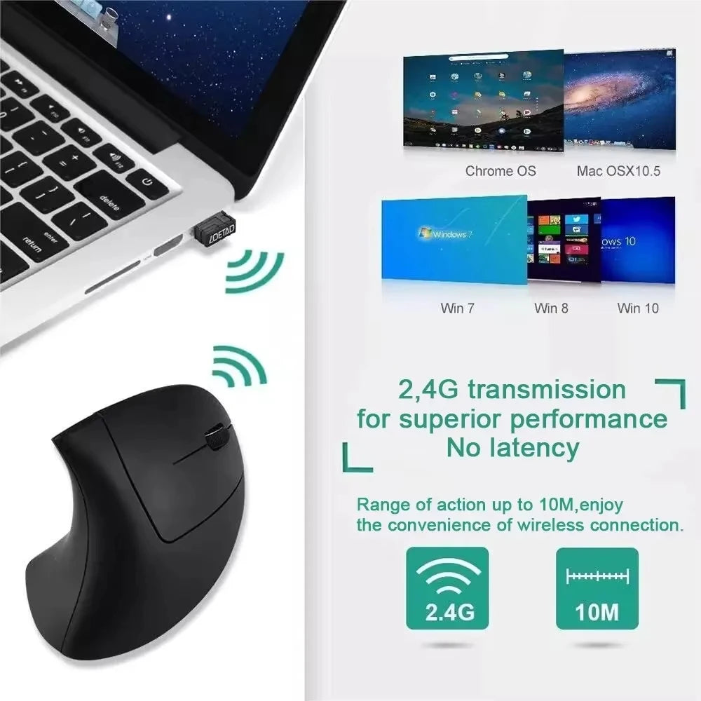 Ergonomic Vertical Wireless Mouse with Adjustable DPI