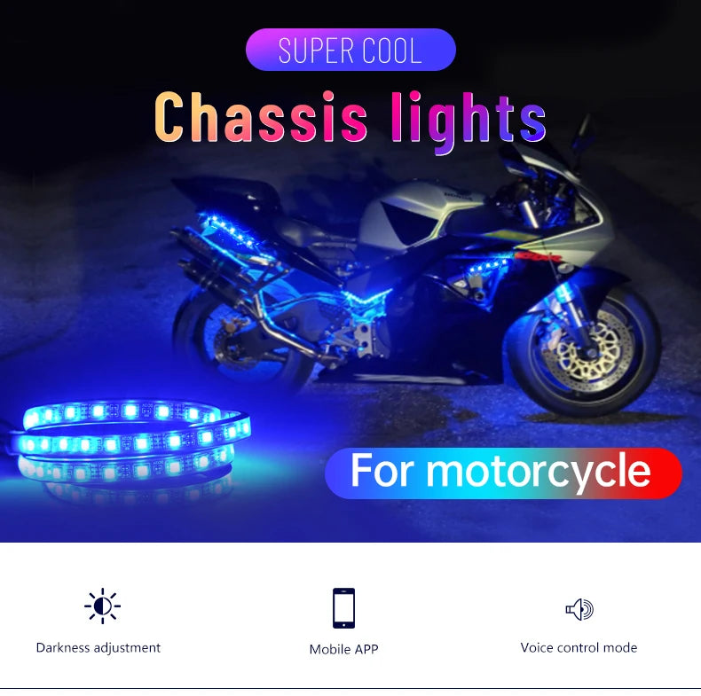 LED Motorcycle Car Ambient Light Strip Kit