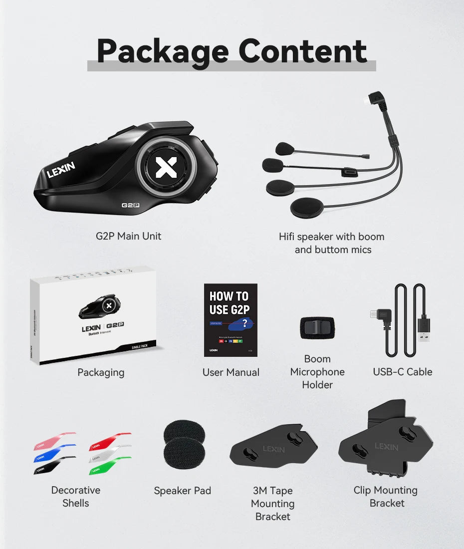 New Lexin G2 Bluetooth Motorcycle Intercom 6 Riders