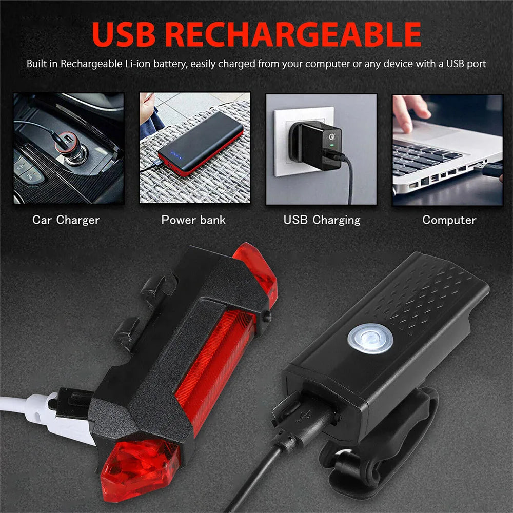 USB Bike Light Set Front & Rear