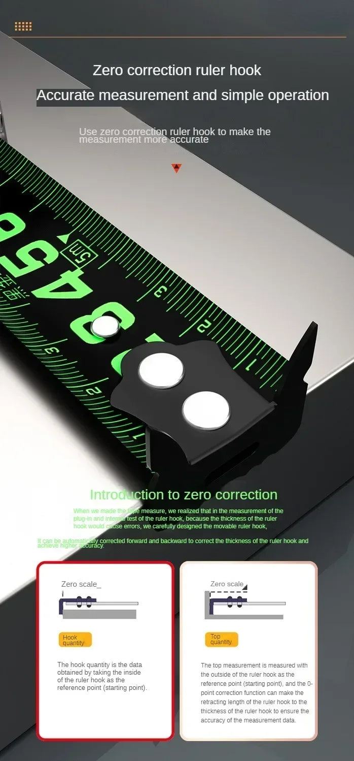 Measure accurately with this fluorescent steel tape!