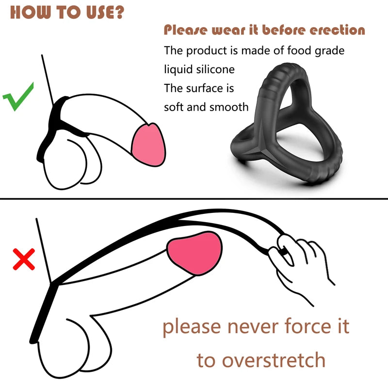 Black Silicone Cock Ring for Men