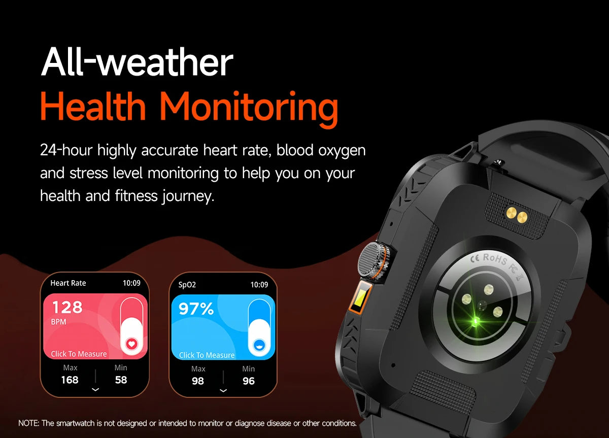 AMOLED Smart Watch with Flashlight & Compass