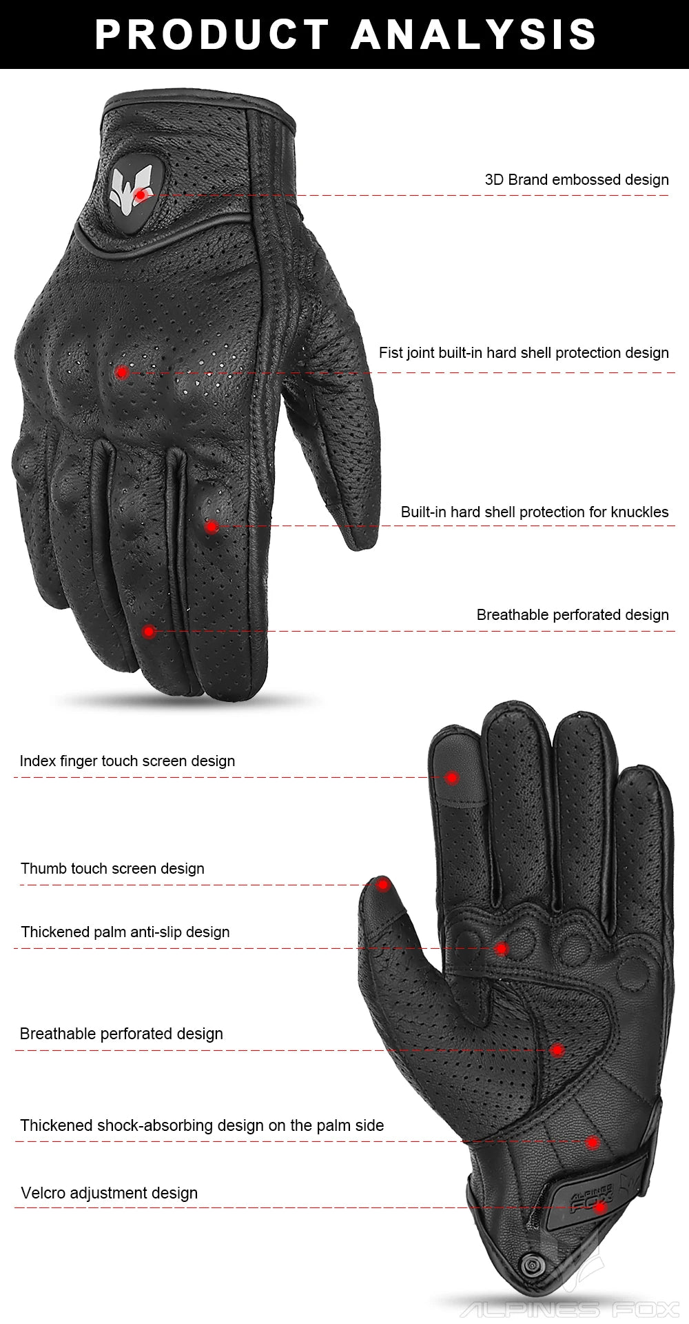 Vintage Leather Motorcycle Gloves Men