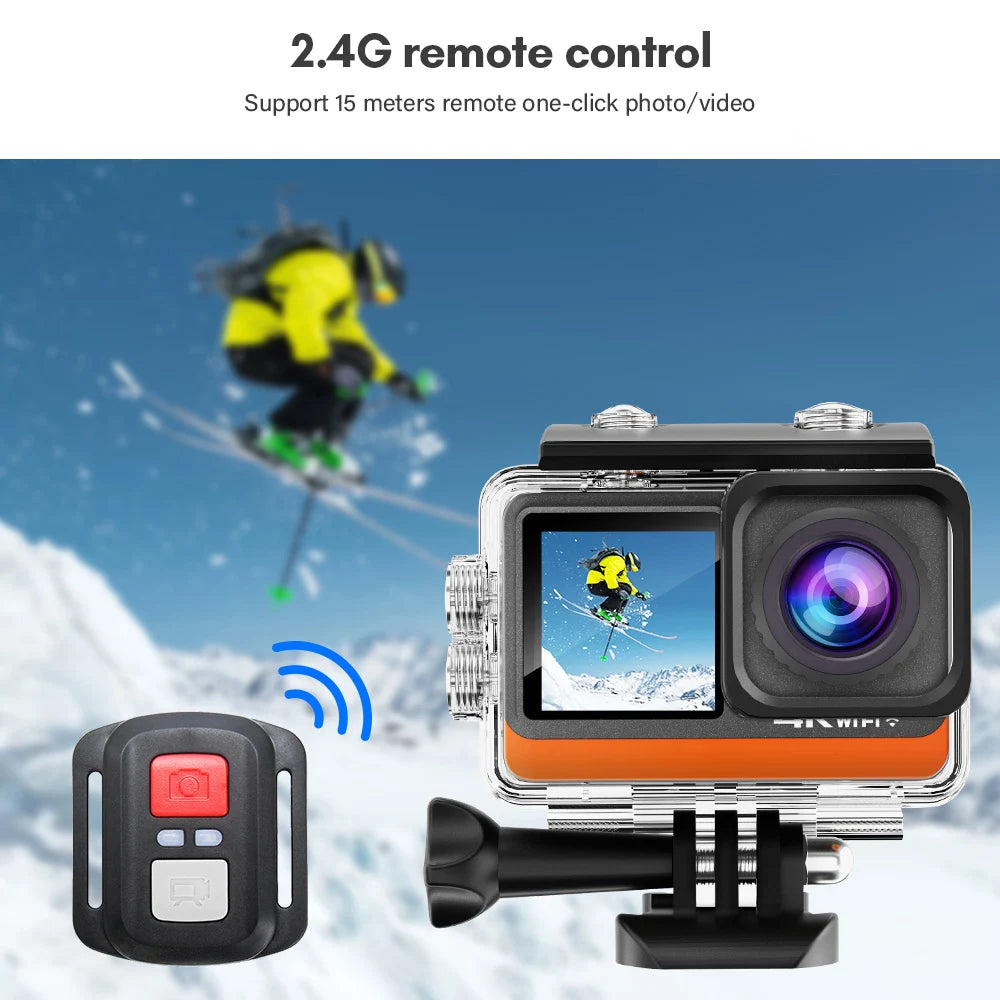 Capture it all with this 4K dual-screen action camera!
