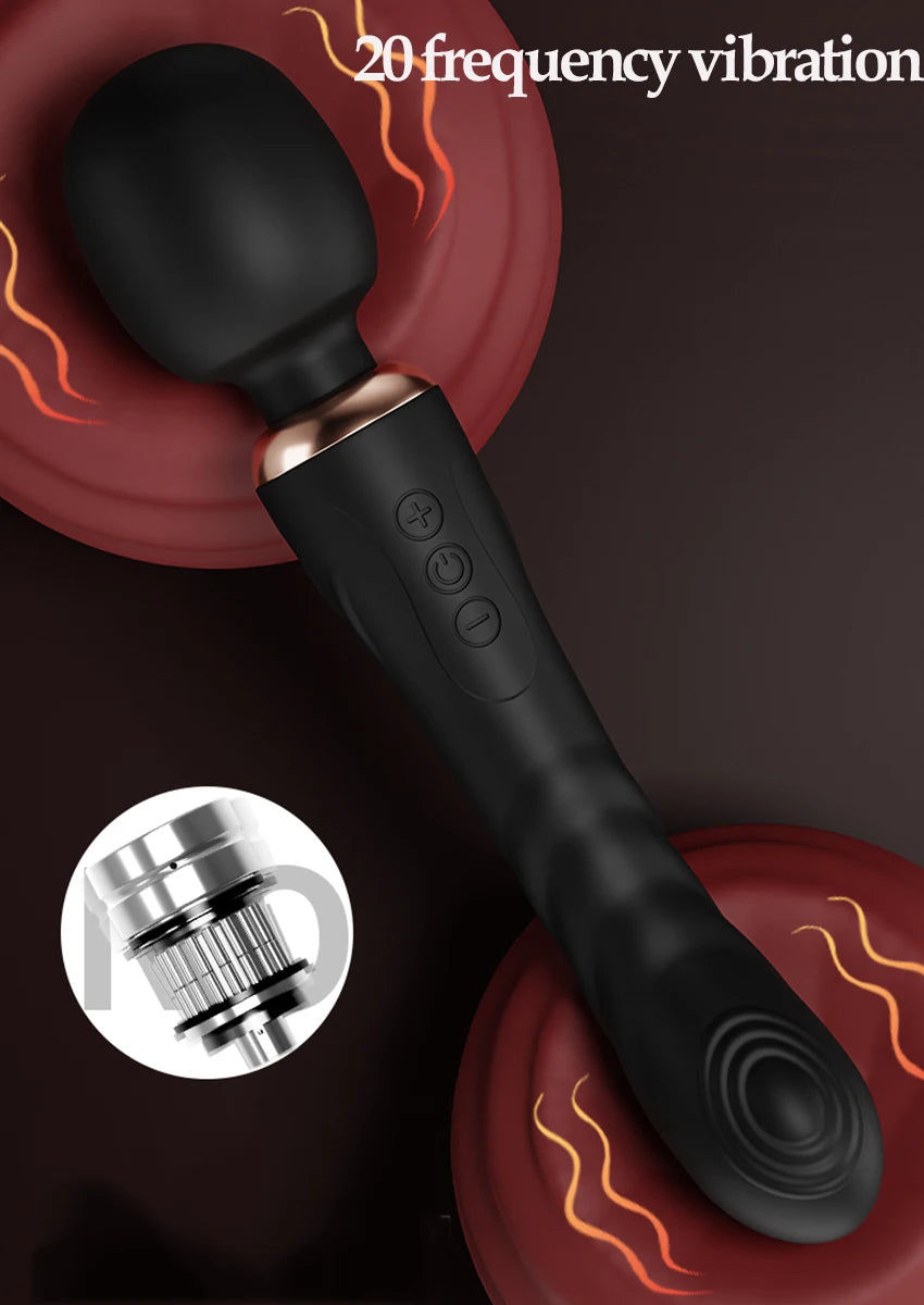 Powerful Dual Motor Silicone Dildo Vibrator Wand
