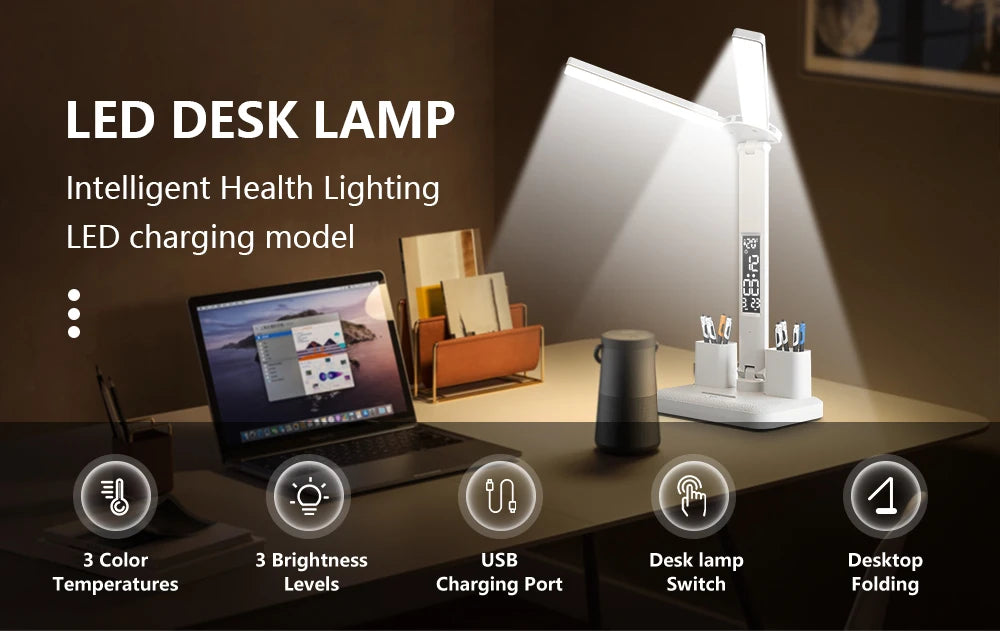 Smart Touch LED Desk Lamp Rechargeable for Study