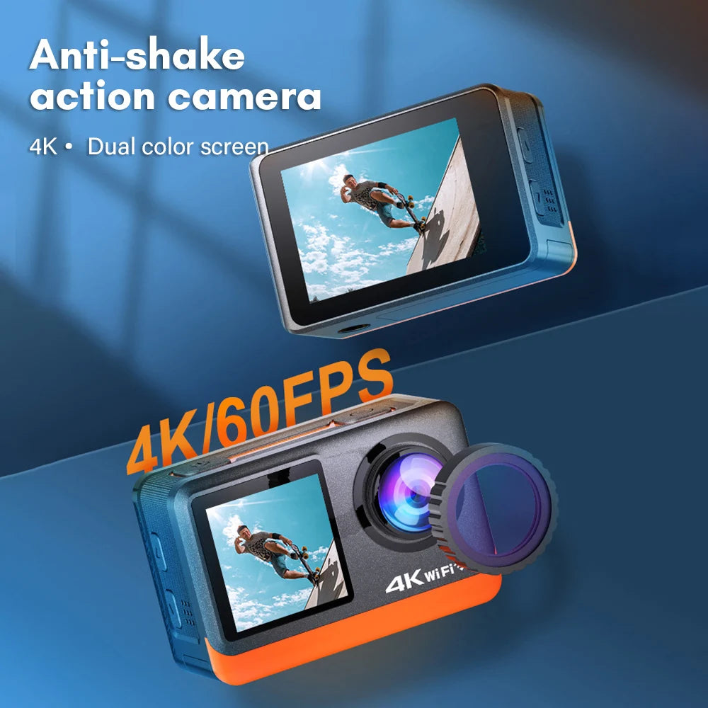 Capture it all with this 4K dual-screen action camera!