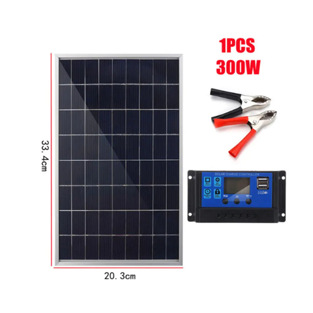 300W-600W Solar Power Kit with USB Port – Durable 12V Panel