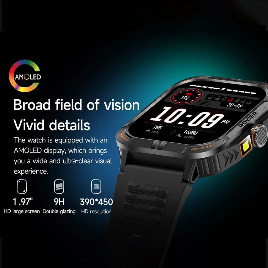 AMOLED Smart Watch with Flashlight & Compass