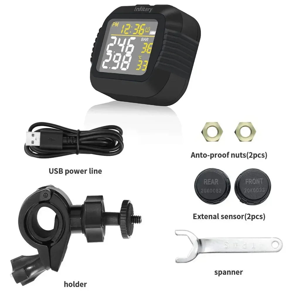Motorcycle TPMS Tire Pressure Monitoring System Real-Time