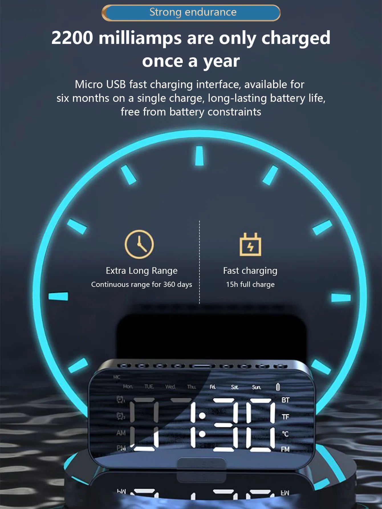 AI Smart Alarm Clock Wireless Speaker with Subwoofer