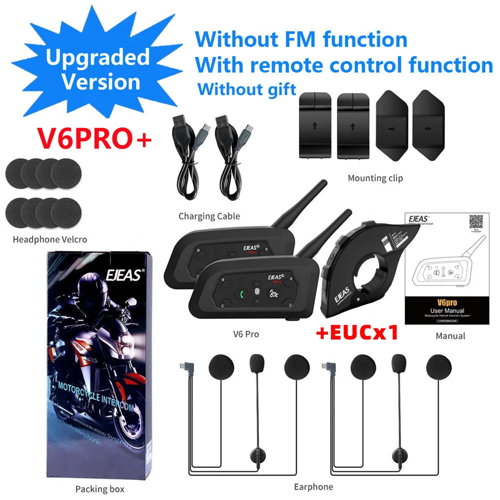 EJEAS V6 PRO+ Bluetooth Motorcycle Intercom 800M