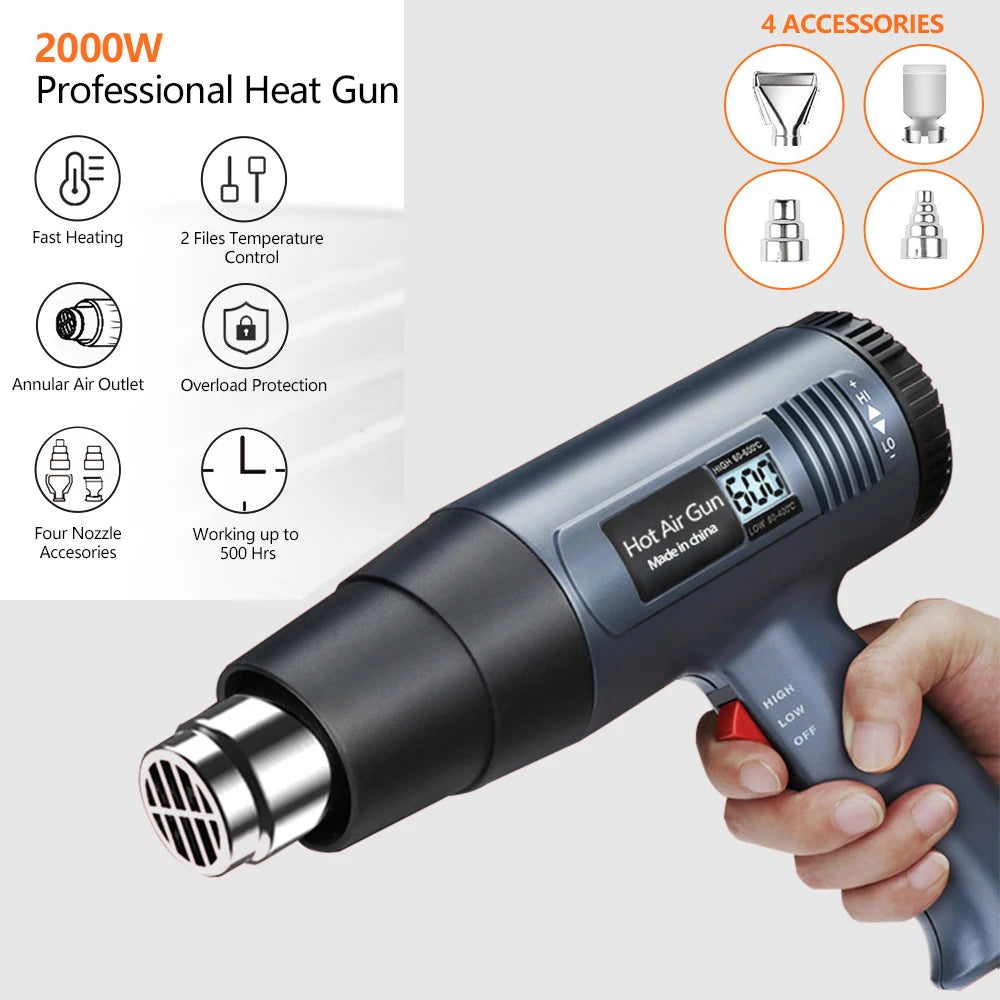 2000W Industrial Electric Hot Air Gun Digital