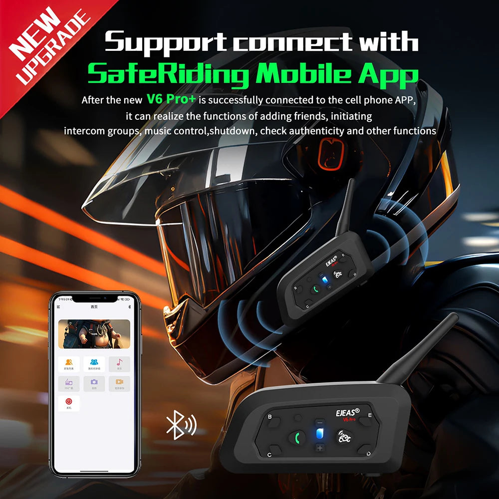 EJEAS V6 PRO+ Bluetooth Motorcycle Intercom 800M