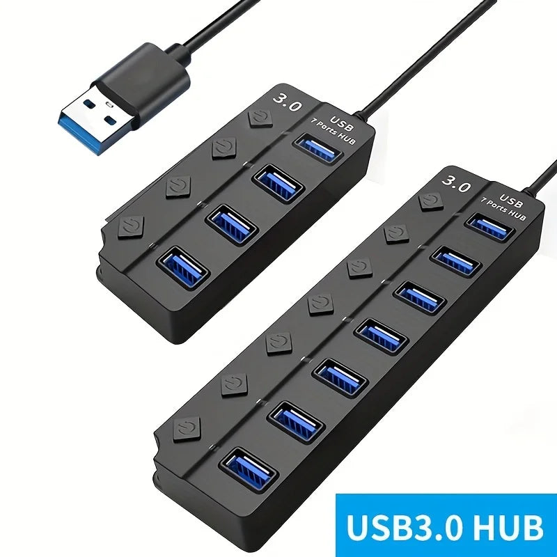 4/7-Port USB 3.0 Hub with Switches - Clickilix