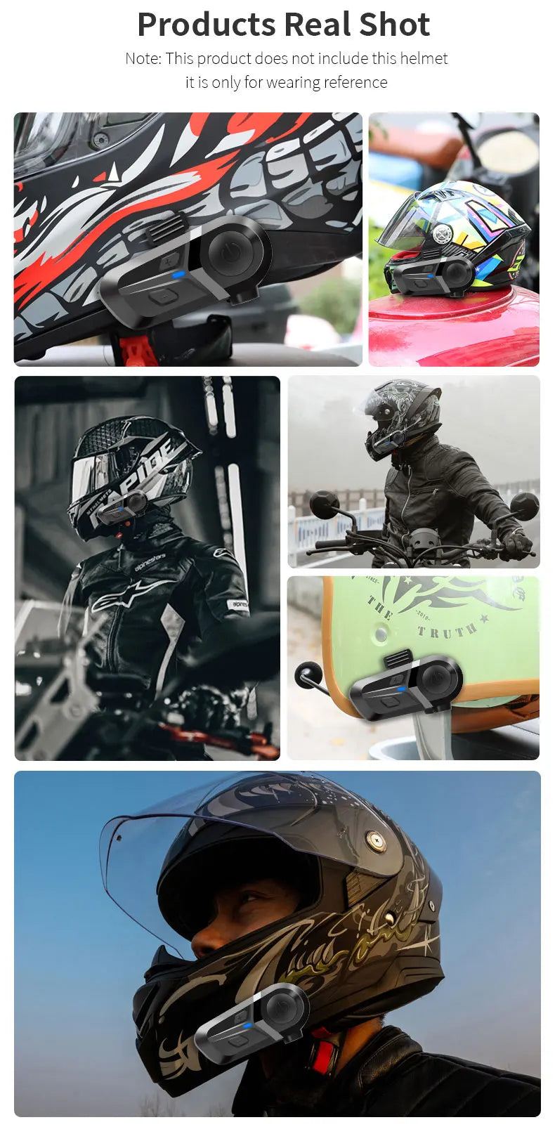 Bluetooth 5.3 Motorcycle Helmet Headset Waterproof