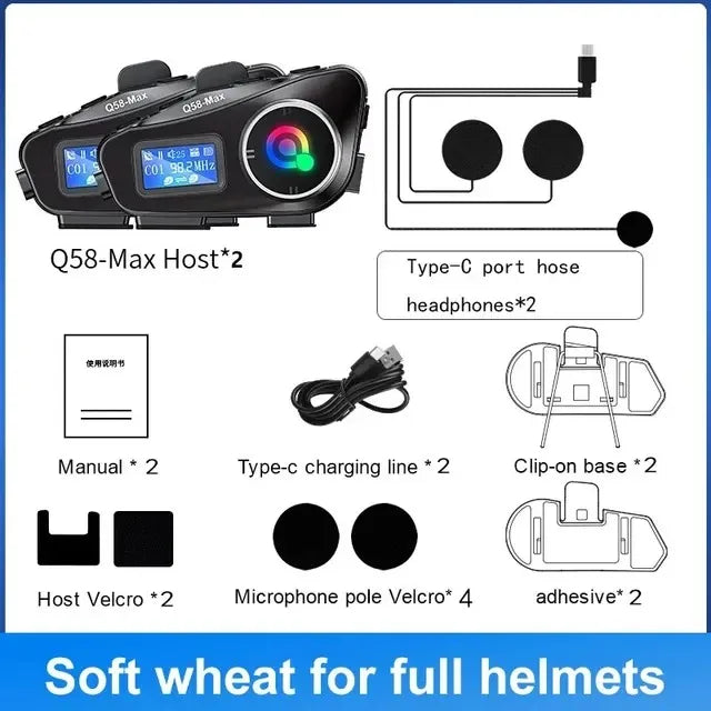 Q58-Max Motorcycle Bluetooth Intercom Headset
