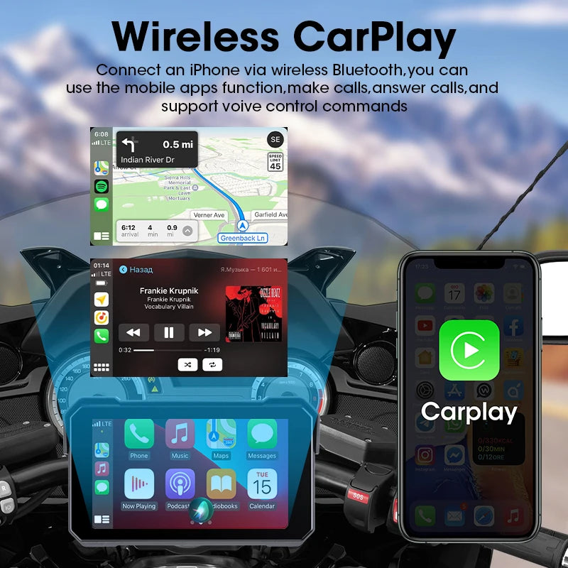 5" Motorcycle GPS CarPlay Android Auto Screen