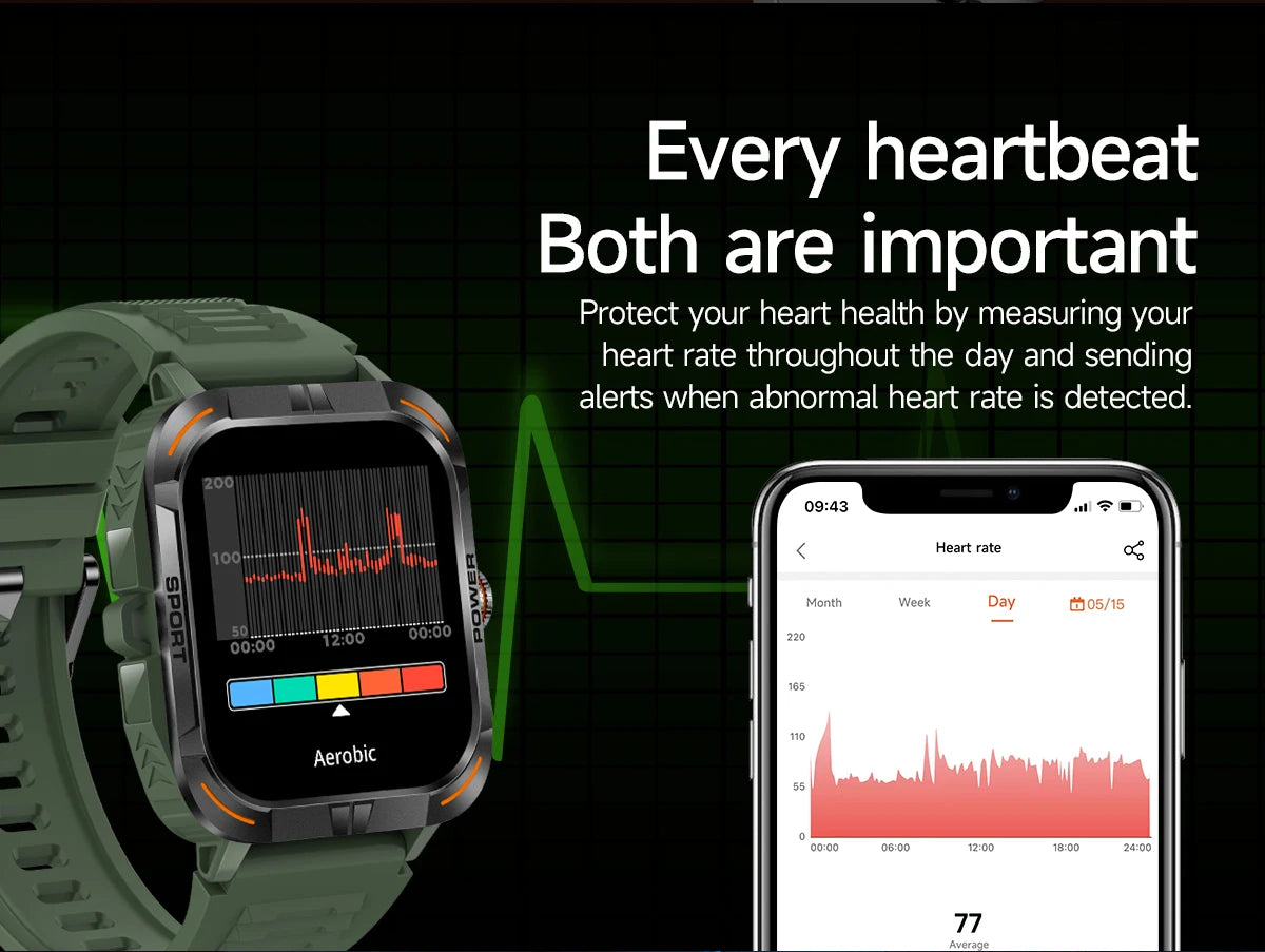 AMOLED Smart Watch with Flashlight & Compass