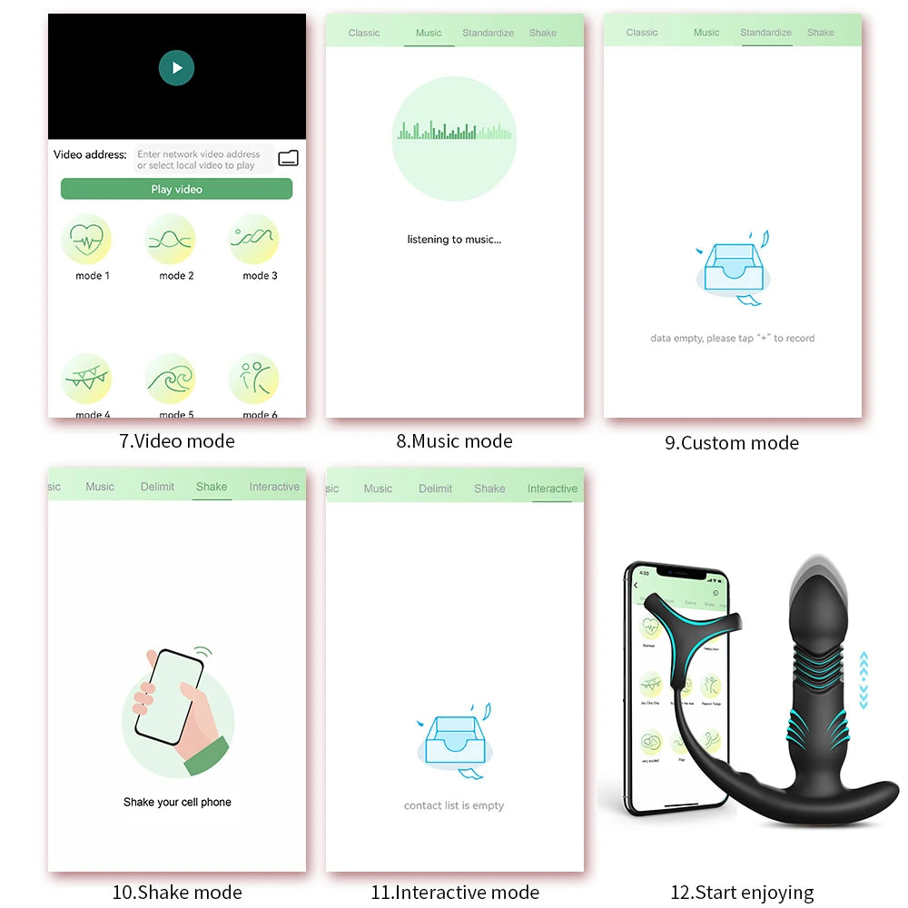 Wireless Thrusting Anal Vibrator with Cock Ring