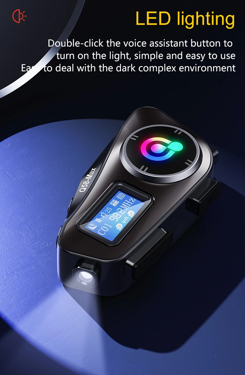 Q58 Motorcycle Bluetooth Intercom with LED & FM