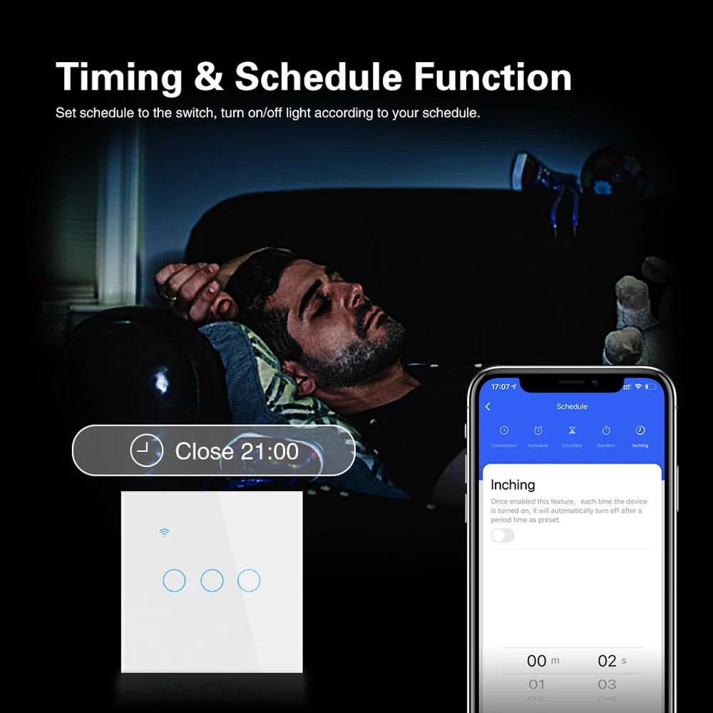 WiFi Smart 2-Way Touch Wall Switch – TUYA Compatible