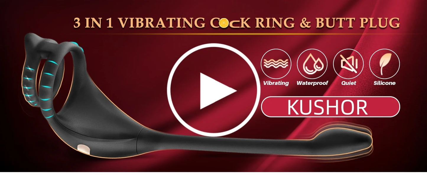 Remote Vibrating Cock Ring with Anal Stimulator