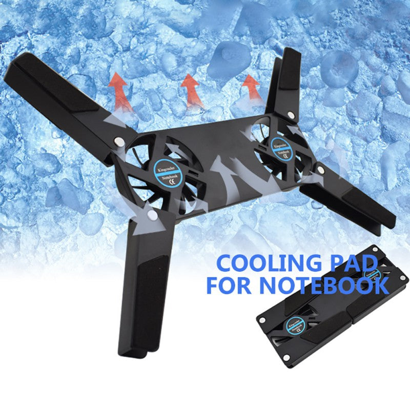 USB Laptop Cooling Pad – Dual-Fan Stand for 7–15”