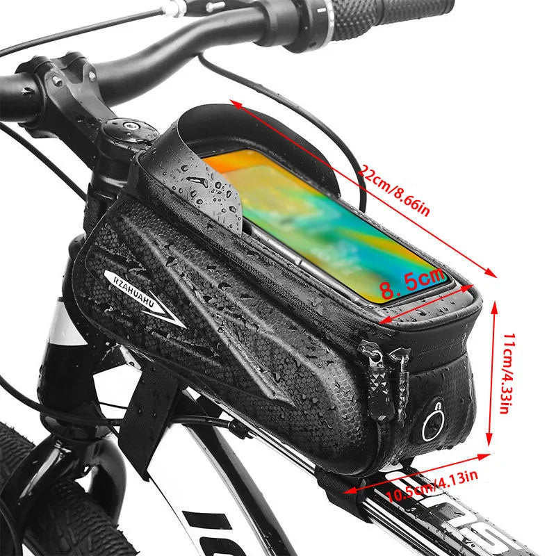 Waterproof Front Beam Bike Bag with Phone Holder