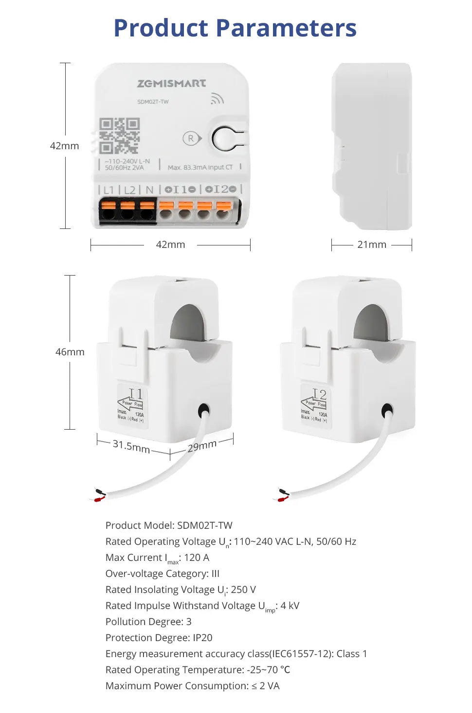 Zemismart WiFi Smart Energy Meter 120A