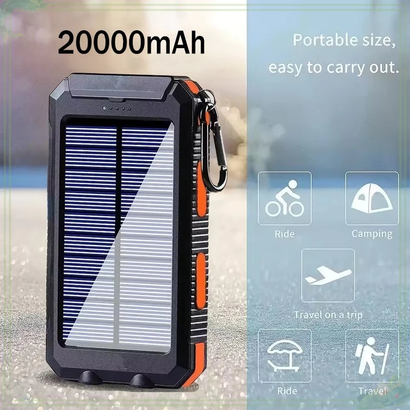 Solar Power Bank 20000mAh with LED Light