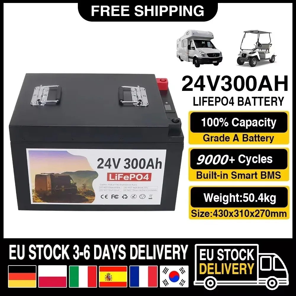 LiFePO4 Battery 12V/24V With BMS – 100Ah to 600Ah