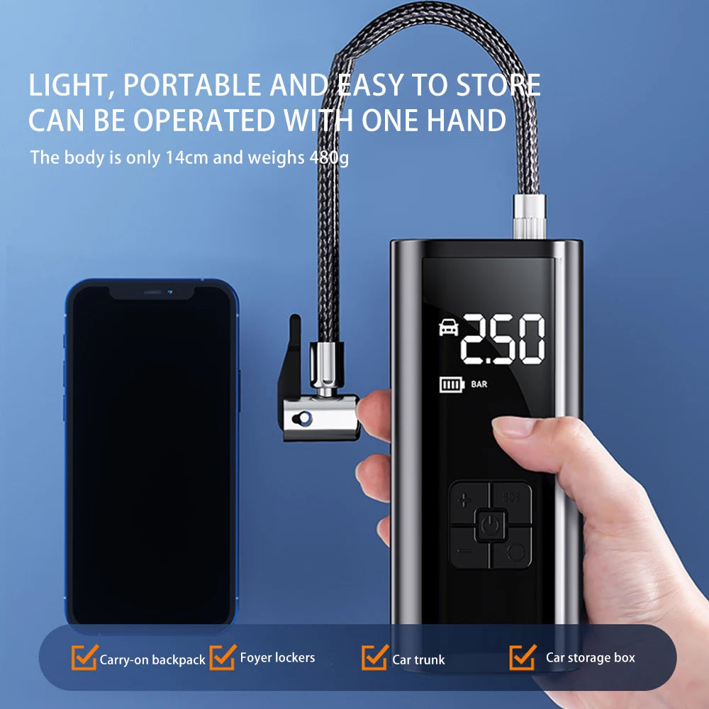 Portable Wireless Electric Car Air Pump with LED Light