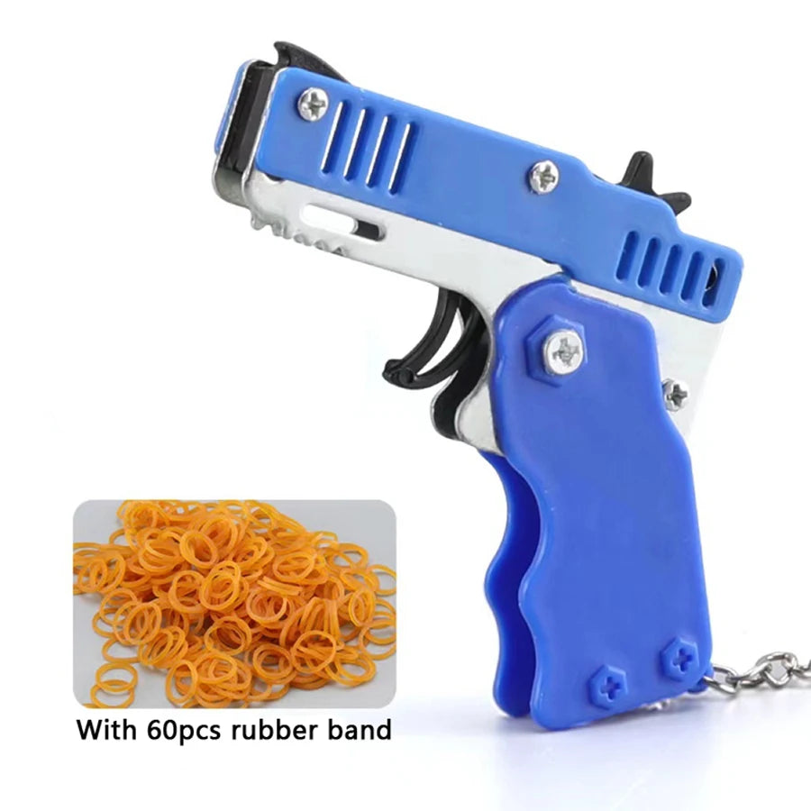 Mini Metal Rubber Band Launcher Keychain Toy