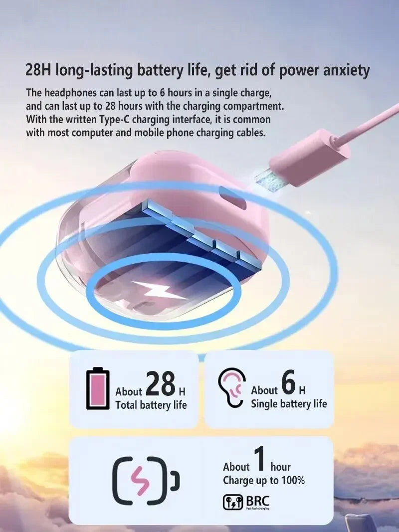 Wireless Bluetooth Earphone Digital Display Stereo Sound Earphones