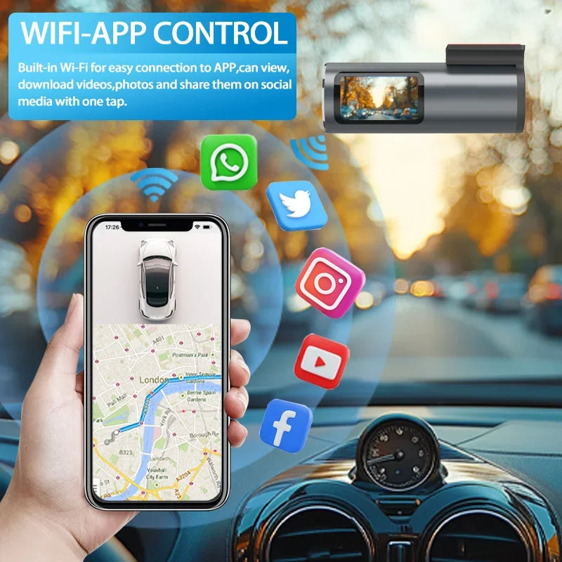 4K WiFi GPS Dash Cam – Mini Car DVR with Parking Mode