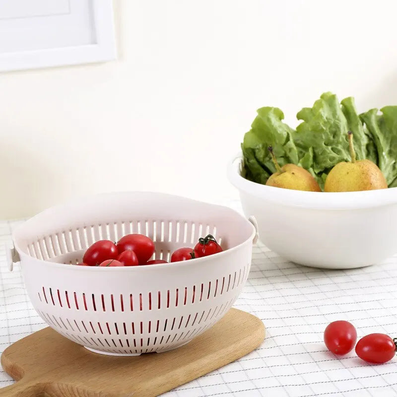 Kitchen Fruit Tray – Double Layer Removable Draining Basket