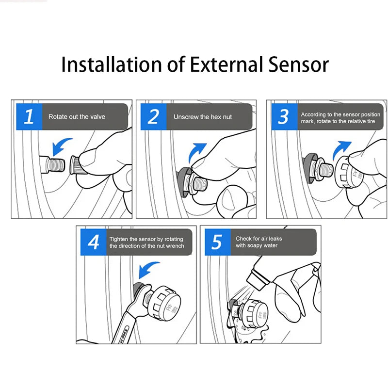M5 Motorcycle Tire Pressure Monitor with Digital Display