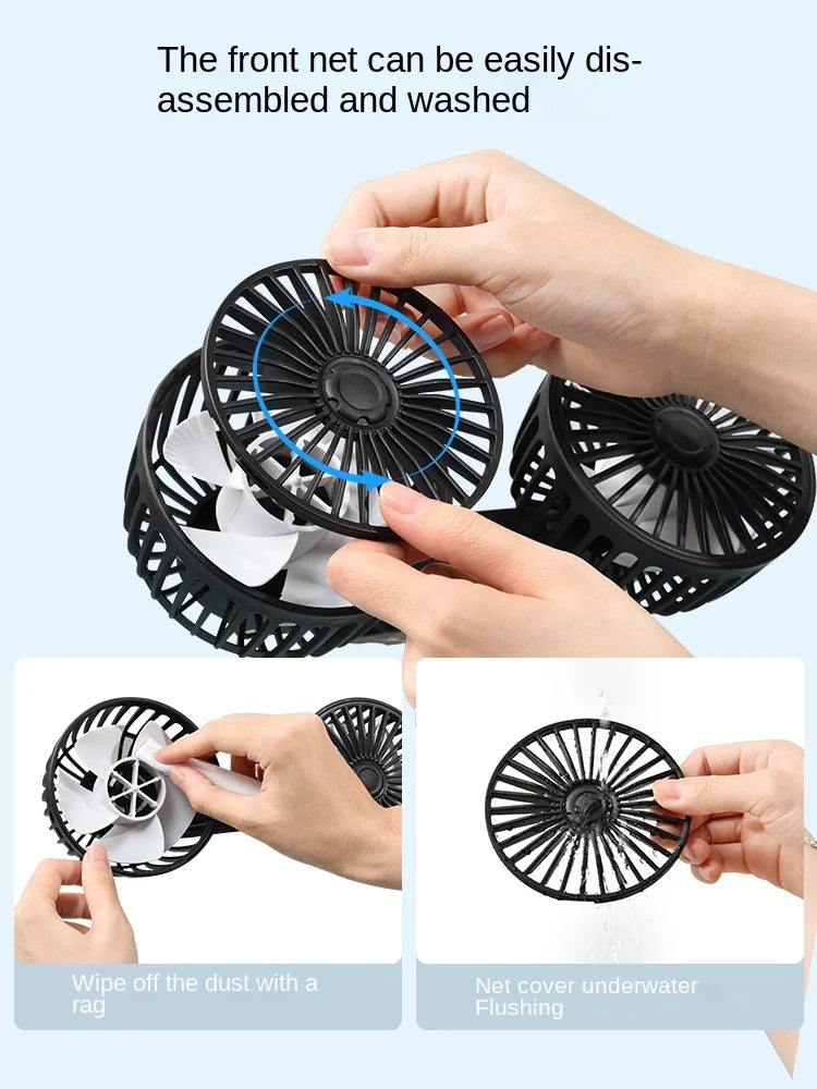 Dual Head Car USB Cooling Fan 3-Speed