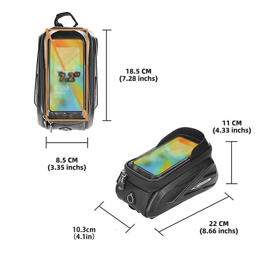 Waterproof Front Beam Bike Bag with Phone Holder