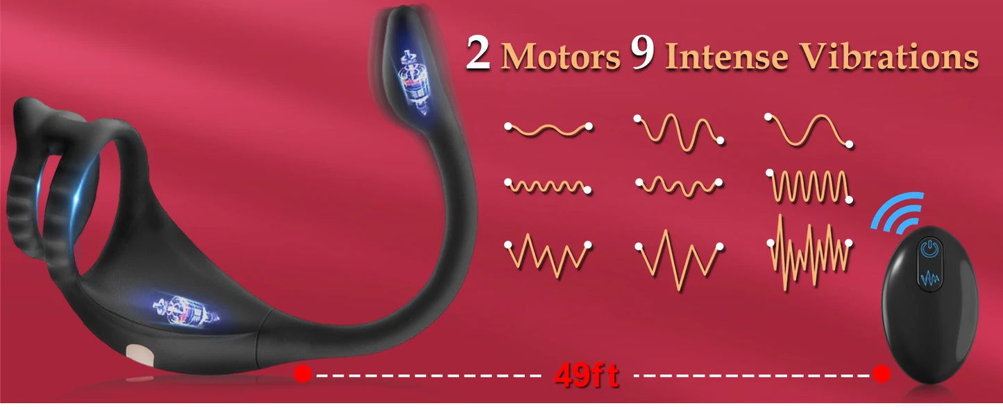Remote Vibrating Cock Ring with Anal Stimulator