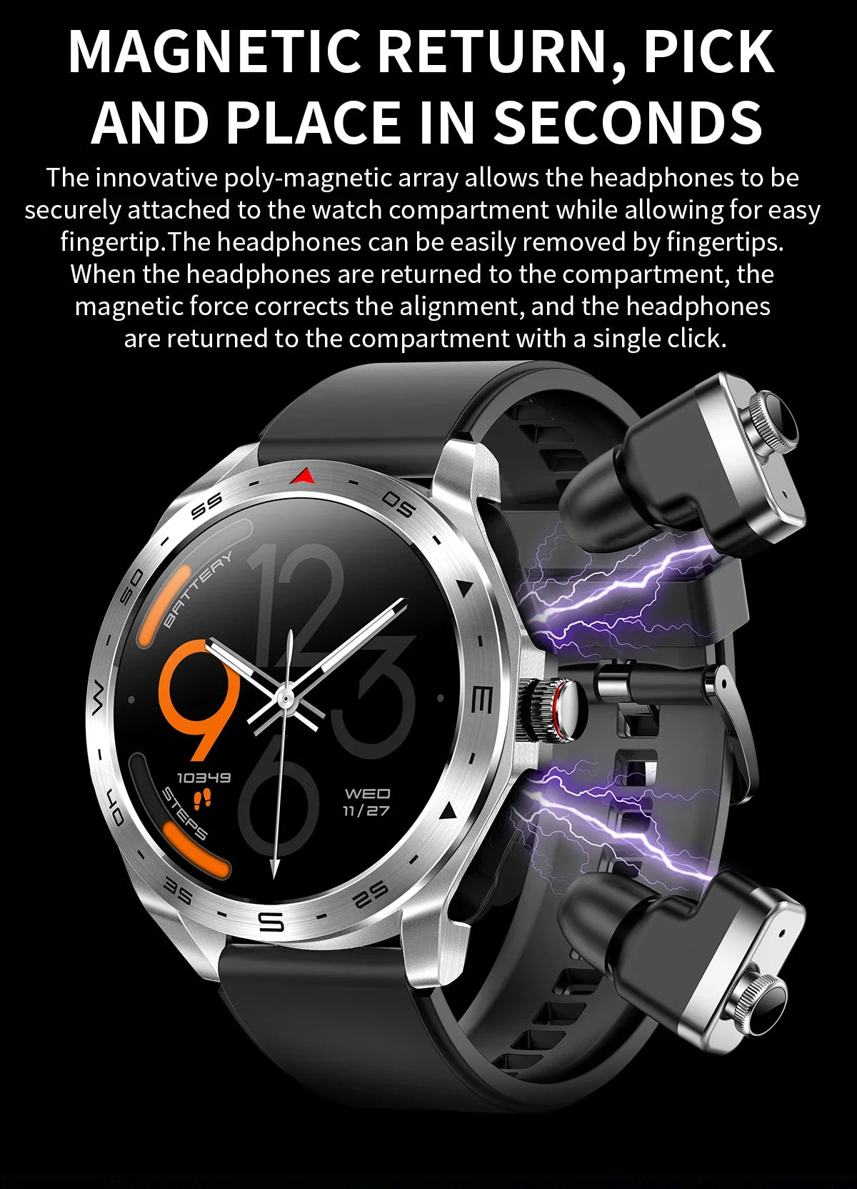 Smartwatch with Built-in TWS Earbuds