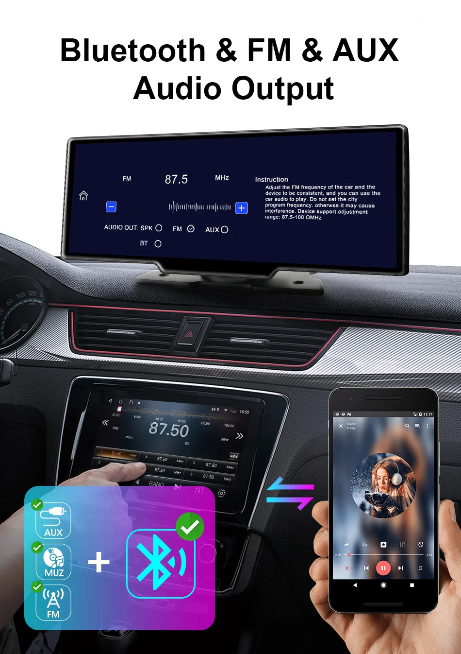 10.26'' 4K Dash Cam with Carplay & Android Auto